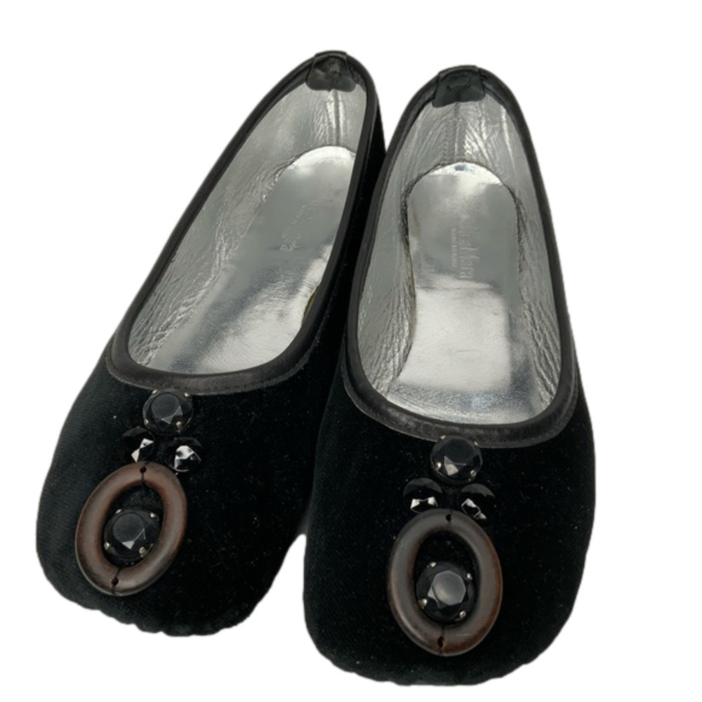 Max Mara black embellished flats.